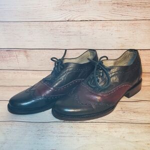 Freebird Mens Size 9 King Wingtip Oxford Black Burgundy Derby Dress Shoes